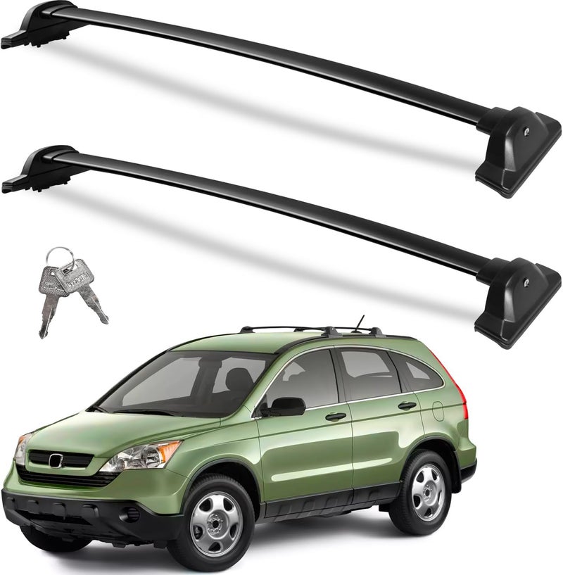 wonderdriver Lockable Roof Rack Cross Bars 220lbs Compatible with Honda CRV CR-V 2007 2008 2009 2010 2011 EX EX-L LX 2.4L L4,Heavy Duty Aluminum Roof Rails Crossbars Cargo Canoe Black Rooftop Carrier Luggage - Image 1